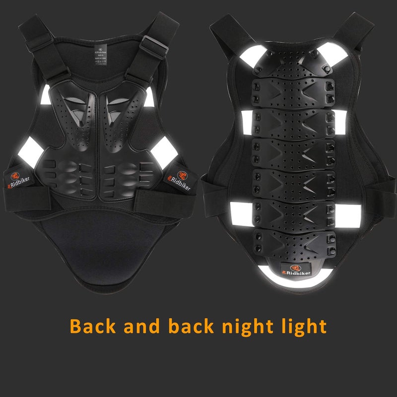 RIDBIKER Chest Protector Motorcycle, Dirt Bike Gear Body Armor Vest Spine Back Protector for Motocross Off-Road (Reflective at Night) (Black, L) - Image 3
